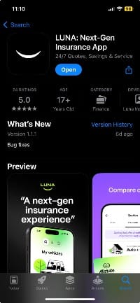 With the LUNA Insurance app you can get auto insurance quotes in seconds!